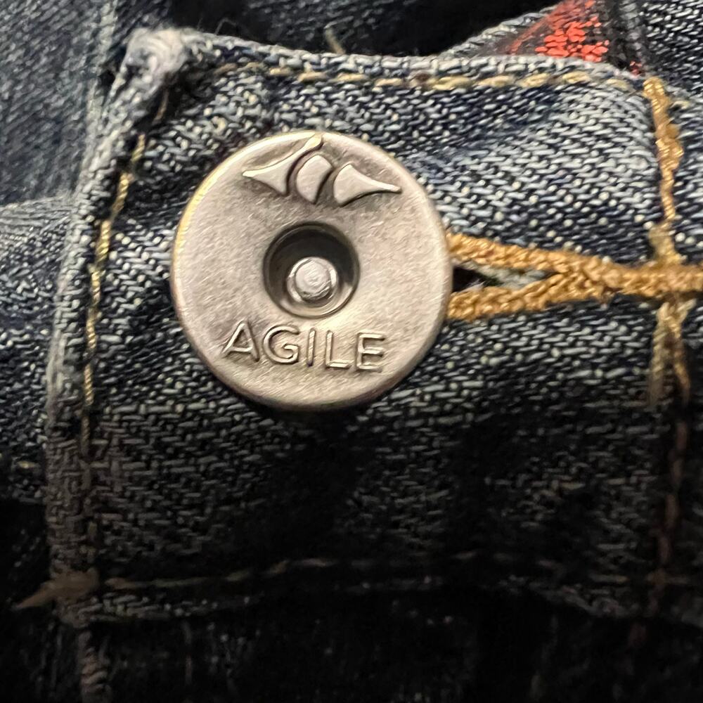 Agile Shorts Mens 34 Blue Denim Jean Shorts Jorts Cross Zipper Casual Grunge - Picture 5 of 10
